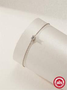 1件925纯银经典立方氧化锆连续指环手链，简约风格，适合女性日常、派对、婚礼等场合佩戴。 - 銀色 - 查看 3