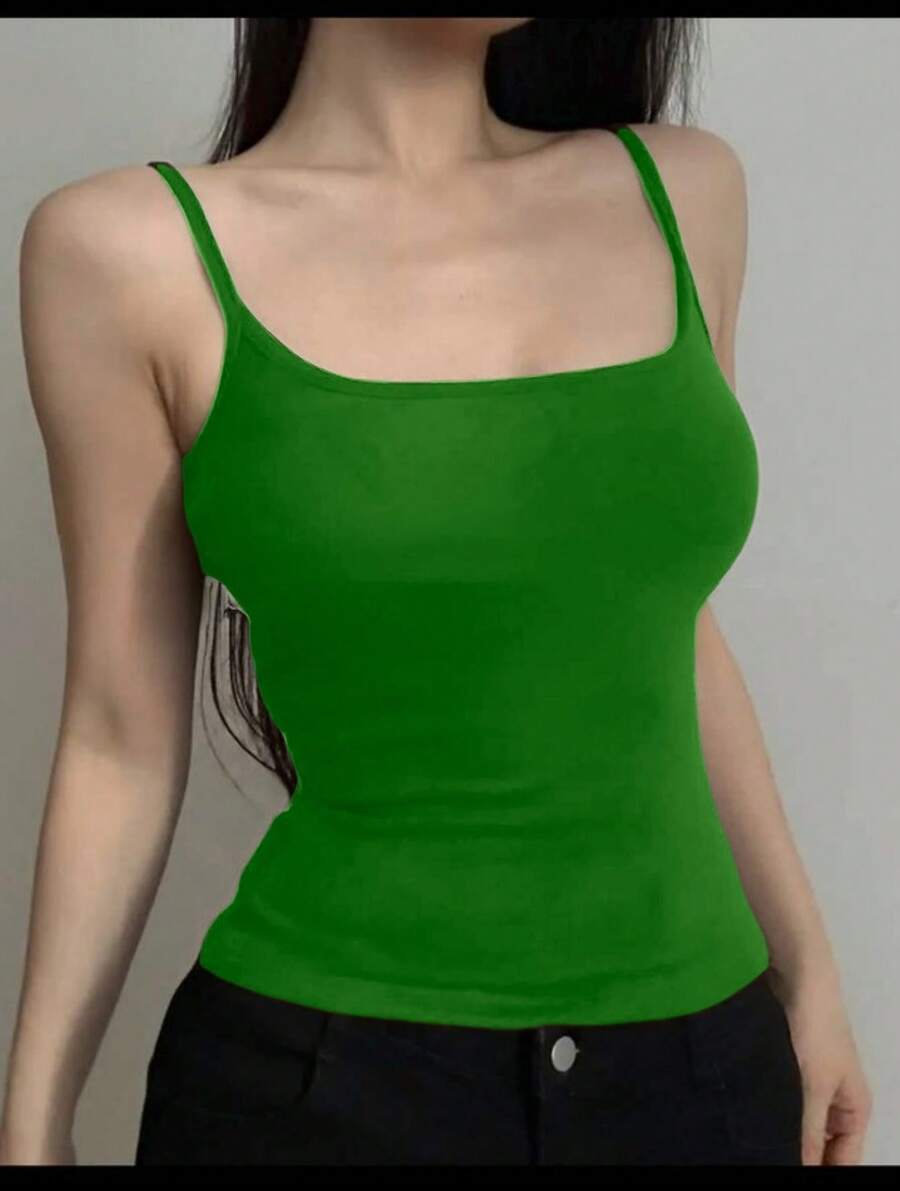 Basic Women's Tank Top With Straps. Basic Baita Nightgown/Vest - Verde - Ver 1