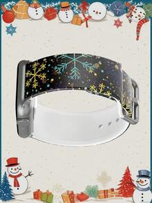 1pc Christmas Print Silicone Watch Band, Compatible With Apple Watch Bands, Size 38mm, 40mm, 41mm, 42mm, 44mm, 45mm, 49mm (S10 42mm, S10 46mm), Fashionable Soft Silicone Sports Watch Strap, Compatible With Series 11 Ultra, SE3 Ultra, S10 Ultra, SE2, S10 ... - Multicolor - View 5