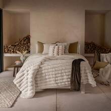 cobertor super grueso everest reverso borrega Matrimonial xl jumbo vianney pelo alto invierno cálido - Champán - Ver 2