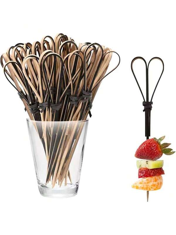 200/100/50/10pcs Creative Black Scissor Fruit Picks, Bamboo Skewers, Decorative Picks, Cake And Snack Fruit Forks, Suitable For Various Occasions And Gatherings, School Supplies