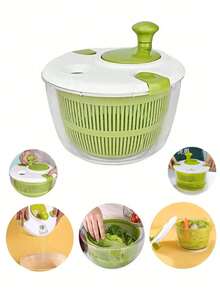 Large High Speed Salad Spinner With Drain, Bowl, And Colander - Quick And Easy Multi-Use Lettuce Spinner, Vegetable Dryer, Fruit Washer, Pasta And Fries Spinner - Random - View 5