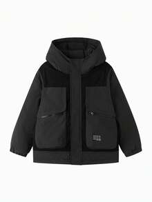 Balabala BalaOne 儿童男童羽绒服，2025 冬季款，保暖防水，叠穿造型 - 黑色 - 查看 4