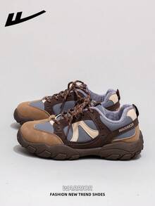 1 Pair WARRIOR Women's Thick Sole Lace-Up Soft Bottom Casual Shoes, Low-Top Outdoor Flat Shoes, Round Toe Low Heel Non-Slip Solid Color Elegant Soft Bottom Hiking Shoes, Suitable For Students, Graduation Photos, Flat Shoes, Low-Top Leather Sports Skateboard Shoes