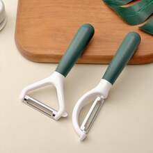 2pcs Stainless Steel Vegetable Peeler Set (3cm And 17.5cm) - Non-Slip Design, Sharp Blade For Potatoes, Carrots, Vegetables And Fruits - Green - Green - View 8