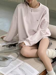 2024 Spring Women's High-End Loose Fit Letter Printed Sweatshirt, Light Pink,Long Sleeve Tops - Pink - View 4