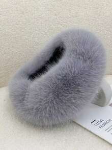 纯色涤纶蓬松仿毛皮发带，加厚仿狐狸毛帽圈，女士保暖假发带，秋冬女士头巾冬季发饰优雅头巾女士围巾 - 彩色 - 查看 17