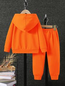 2件套男童休闲3D恐龙图案连帽卫衣和裤子套装，春秋季