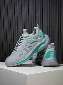 2025 New Men's Sneakers: Mesh Color - Block Casual Shoes, Breathable And Comfortable Men's Running Shoes, Street - Style Versatile Outdoor Walking Shoes - 灰色 - 查看 2