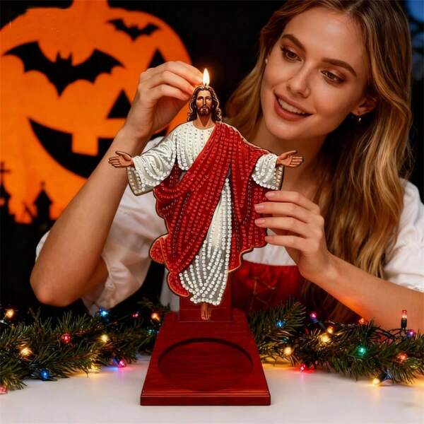 SNA Nuevo estilo 2025 Hermoso patrón de flor Soporte de vela de pintura de diamantes DIY Adornos de escritorio Portavelas de té 5D DIY Diamond Art Mini Portavelas Diy Crafts Diamond Art Painting, Decoraciones navideñas, Regalos de Navidad