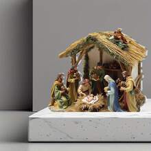 Panneau acrylique de scène de Noël traditionnelle - Décoration de crèche de bureau pour la maison, le bureau et le café - Ornement de style bohème résistant aux intempéries pour les fêtes - Idée de cadeau unique