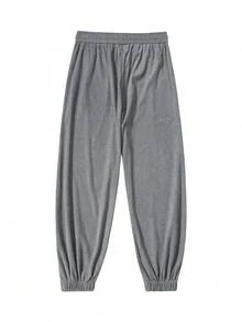 Men's Corduroy Drawstring Pants, Casual Loose Fit Trousers, & Versatile For Spring & Autumn - Light Grey - View 2