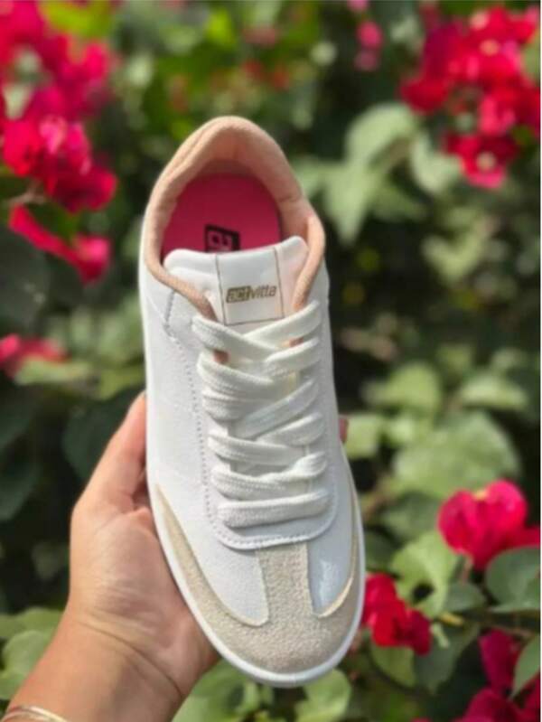 Tênis Feminino Actvitta Simples Desportivo Couro PU Amarrar Casual Férias Outono/Inverno Street