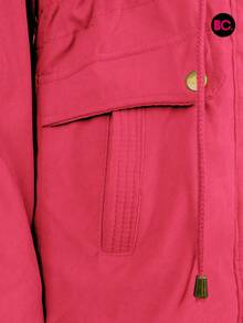 Little Big City abrigo para niña invierno con gorro afelpado, forro suave tipo peluche, cierre frontal y botones dorados, abrigo térmico casual elegante con ajuste en cintura y bolsillos – colores camel, fiusha, marino, negro y verde militar - Rosa - Ver 10