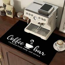 Black Coffee Themed Drying Mat, Rubber Coffee Mat,  Non-Slip Rubber Bottom, Multi-Purpose Kitchen Countertop Mat, Daily Brewing Theme - 40*50 - 查看 4