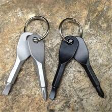 2 Piece Portable Screwdriver, Portable Multifunctional I-Beam Screwdriver - Flat Blade Screwdriver Screwdriver With Key Ring For Everywhere - Black - View 8