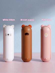 1/2个卡通迷你折叠式粘毛滚筒 - 可重复使用、可水洗、便携式宠物毛发去除棒，适用于客厅、卧室、户外和汽车衣物清洁，可机洗，去除衣物绒毛，随机形状，类似3种不同的耳朵 - 彩色 - 查看 13