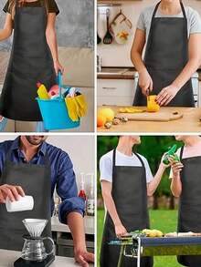 1/2 piezas Delantal de cocina a prueba de aceite con bolsillos - Delantal de cintura resistente a la suciedad y de cintura larga para cocinar y servir, suministros de cocina para hombres y mujeres, ropa de trabajo de cocina de moda