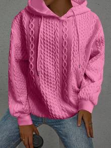 休闲宽松上衣女士针织提花长袖运动衫