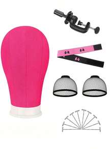 Canvas Wig Mannequin Head With Clips Set - Stable DIY Wig-Making Accessories For Costume Styling - Multicolor - View 8