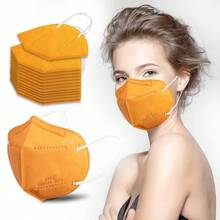 KN95 Face Mask 50 PCS Breathable Protection Masks Individually Wrapped 5-Ply KN95 Black Masks Cup Dust Safety Masks - Tangerine - View 2