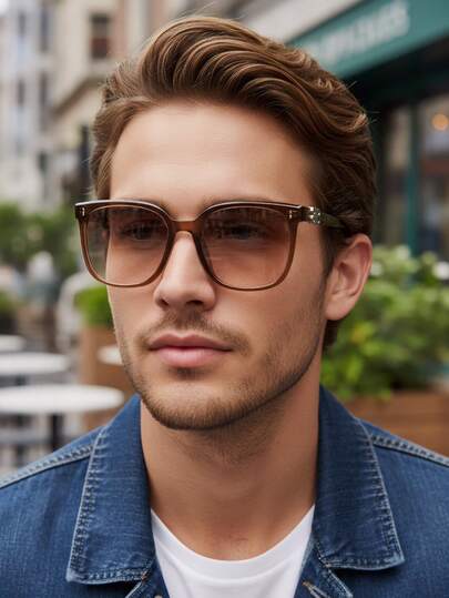 1 pieza Gafas de moda a juego unisex - Estilo de viaje de respuesta rápida Antirreflejo Estilizador de rostro Gafas de moda de color block retro