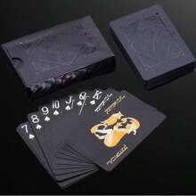 1 Pair 24K Gold Plated Waterproof Flexible Playing Cards With Box, Stylish Design, Suitable For Parties, Games, Gifts And Celebrations, Black & Red Playing Cards - Multicolor - View 7
