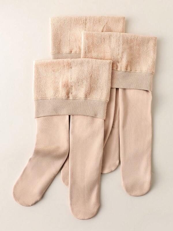 1/2/3 Pairs Kids/Girls Black Thermal Lined Tights, Warm, Skin-Friendly, Breathable Leggings, Casual, Classic, Versatile, Suitable For Autumn/Winter Wear, Outdoor Activities, School, Holidays, Home