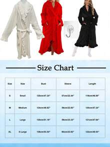 2pcs Women's Super Soft Ruffle Hem Thick Fleece Robe, Ruffle Hem Fashion Robe With Side Pockets, Warm Long Bathrobe, Plush SPA Robe, Loungewear, Sleepwear - Multicolor - View 11