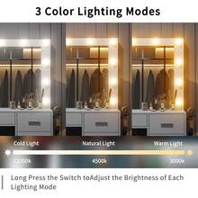 Yanosaku Vanity Desk With Mirror & 11 LED Lights, Makeup Vanity With Power Outlets, 5 Drawers & Chair, Perfect Gift For Daughter Or Wife, White - Xem 6