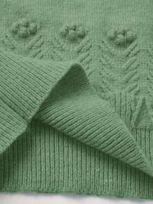 Plus Size Women Crew Neck Drop Shoulder Long Sleeve Casual Sweater, Suitable For Christmas, Elegant Dress For Women, Valentine Outfits - Green - View 7