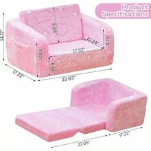 2 - In - 1 Soft Couch Fold Out, Foldable Chair, Glow In Dark Sofa Playroom, Convertible Foam And Floor Cushion And And