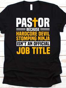 Pastor Because Harore Devil Shirt, Gift For Pastor, Cistian Leader, Bible Design, Clergyman Graphic, Bishop Shirt, Presbyter T-Shirt,This Fun Printed Casual T-Shirt Is The Perfect Gift For Valentine's Day/Christmas - 款式12 - 查看 1