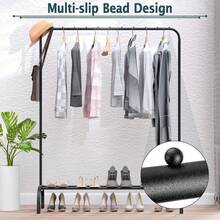 Black Metal Clothes Rail - Garment Rack With Bottom Shoe Rack Storage Shelf For Coats Skirts Sweaters Steel - Default - View 2