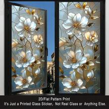 2D Flat Surface, 1 Piece Of Window Sticker, 2D Flat White Floral Art Pattern PVC Electrostatic Adsorption Window Film, Elegant And Light Luxury Style Home Decoration Window Film Decals For Living Rooms And Bedrooms, Artistic Atmosphere + Privacy Protection, Custom Sizes Available, Home Decoration, Floral Art Design, Glass Craftsmanship Texture, Durable Material, Electrostatic Adsorption Type, 2D Flat Surface, Window Art Decoration - 17.72*39.37吋(45*100公分) - 查看 6