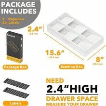TFKI Bamboo Silverware Drawer Organizer With Labels Kitchen Utensil Tray Holder Organizer For Flatware Cutlery Spoon And Knives Drawer Storage Organization White 6 Slots - 白色 - 查看 4