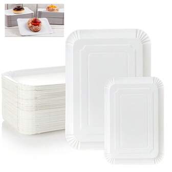 10/20pcs White Paper Party Plates, Light-Weight Rectangle Dinner Plates, Disposable Platters Serving Dish, Large Serving Tableware Food Trays For Cookie Cake Dessert Snack Appetizers Holiday Picnic Party Supplies Birthday﻿