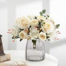 1/80 Stücke künstliche Rosenblumen Bouquet, geeignet für Geburtstagsdekoration, Hochzeitsblumenkorb, Brautstrauß, Heimdekoration, Restaurant, Schlafzimmer, Fenstersims, Vase Dekoration, Neujahrsdekoration, Garten, Schulanfang, Frühlingsdekoration, DIY Kranz Material, Geburtstagsdekoration, Heimdekoration Accessoires, Valentinstag, Neujahrgeschenk - Weiss - Übersicht 7