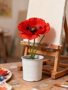 Vaso minimalista e elegante, campeão de , feito de metal de alta qualidade, com design externo branco. Versátil para decoração de casa, floriculturas e cafés, ideal para exibir flores e plantas. - Branco - Ver 4