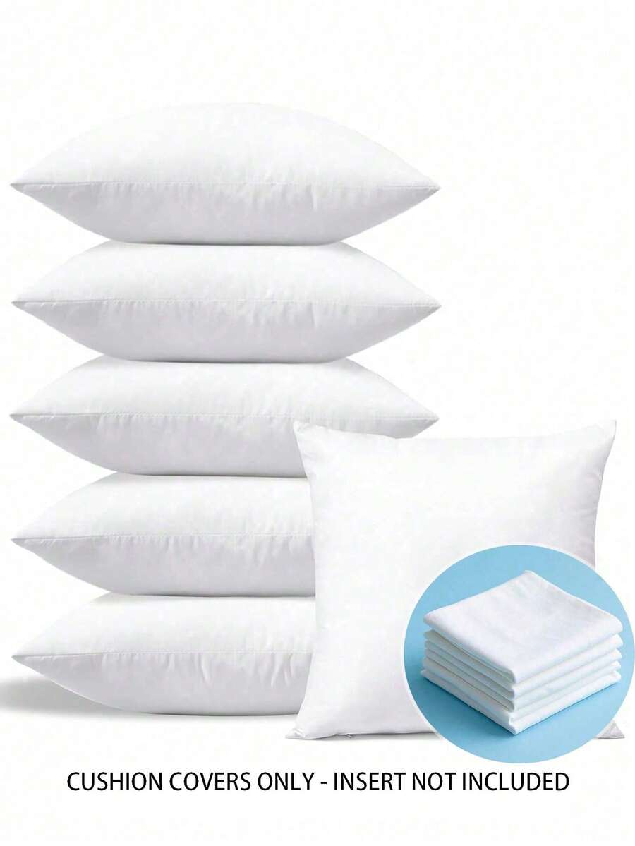 Capa de almofada em branco puro 2 peças/4 peças/6 peças, capa de almofada quadrada de poliéster simples e moderna, sem enchimento, zíper oculto, pode fazer padrões favoritos DIY, adequada para decoração de quarto e sala de estar