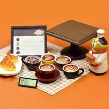 迷你食物玩具，可爱拉花咖啡杯套装，桌面摆件，创意装饰品，家居装饰品，生日礼物。 - 彩色 - 查看 2