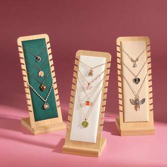 1 PIEZA Soporte de exhibición de cadena multiusos de cojín suave de bambú natural - Soporte de almacenamiento de collar, pulsera y cadena, exhibición del hogar, elegante soporte de exhibición de collar: Soporte de collar, colgante y pendiente, exhibe con estilo tu colección de joyas