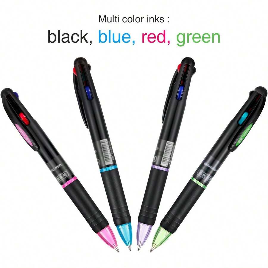 Special Offer,JOVITEC 12 Pcs Multicolor Ballpoint Pens 0.Mm 4 In 1 Retractable Ballpoint Pens 4 Colors Gel Ink Ball Point Pen School Supplies Students Teachers Home Office - 1 - Xem 1