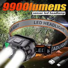 1/2PCS Led Induction Headlamp USB Headwear Strong Light Sensor Flashlight Night Fishing Light Waterproof Head Flashlight For Camping