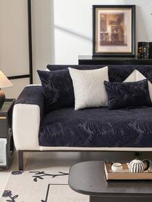 1pc Chenille Sofa Cover, 3D Floral Pattern, Minimalist Surprise Style, Anti-Slip & Anti-Scratch Protection, All Season Sofa Cushion, Home Decor - Navy Blue - View 7
