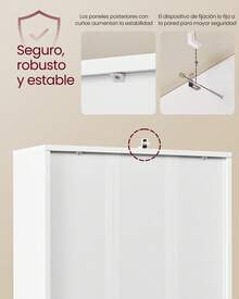 Librería, Estantería Vertical de 6 Niveles, con Puertas, Mueble Estanterias Almacenaje, 24 x 60 x 175 cm, para Salón, Estudio, Oficina, Comedor,Blanco Nube - Weiss - Übersicht 2