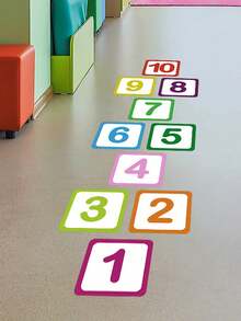 10pcs/Set Vibrant Plaid Digital Floor Decoration Sticker - Waterproof, Self-Adhesive, Removable, And Easy To Clean - Perfect For Jumping House And Home Decor