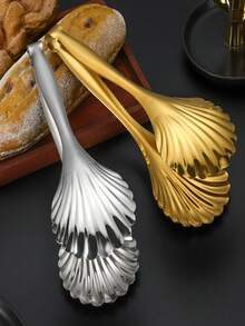 304不锈钢加厚扇贝夹，食物夹，厨房夹，烧烤牛排夹，蒸包/面包夹，烤肉夹 - 彩色 - 查看 2