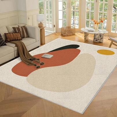 1PC Abstract Style Area Carpet, Lightweight Washable Easy-To-Manage Summer And Autumn Floor Mat, Suitable For Living Room, Bedroom, Dining Room, Study, Bathroom, Room Accessones