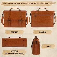 Vintage Portafolios para Hombre 15.6 Pulgadas,Maletin para Laptop PU Piel Retro,Bolsa de Mensajero Impermeable - Multicolor - Ver 8
